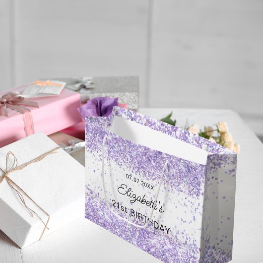 Birthday Lavender conetti name Große Geschenktüte