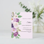 Birthday lavender florals pink invitation (Stehend Vorderseite)