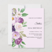 Birthday lavender florals pink invitation (Vorderseite)