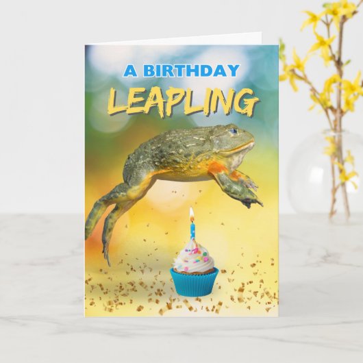 Birthday Leapling Leap Year Frosch Karte (Gelbe Blume)