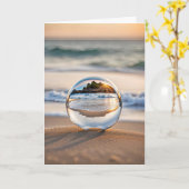 Birthday Lens Ball on Beach Karte (Gelbe Blume)
