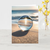 Birthday Lens Ball on Beach Karte (Gelbe Blume)