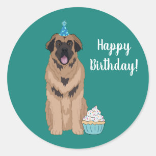 Birthday Leonberger Runder Aufkleber