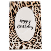 Birthday Leopard Fur Print Mittlere Geschenktüte (Vorderseite)