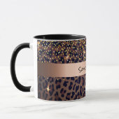 Birthday Leopard Muster braun schwarzen Namen Alte Tasse (Links)