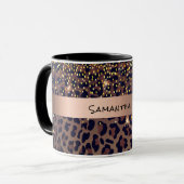 Birthday Leopard Muster braun schwarzen Namen Alte Tasse (Vorderseite Links)
