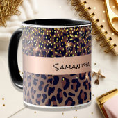 Birthday Leopard Muster braun schwarzen Namen Alte Tasse