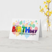 Birthday LGBT Rainbow Colors Theme with Balloons Karte (Gelbe Blume)