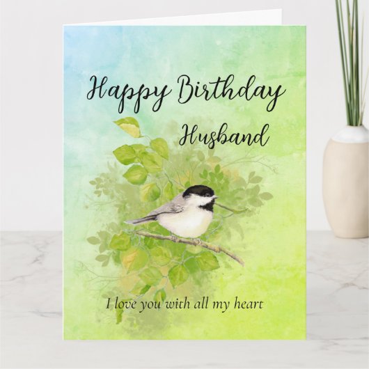 Birthday Liebe my Heart Chickadee Bird Karte (Vorderseite)