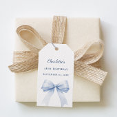 Birthday light blue bow DIY write by hand Geschenkanhänger