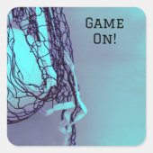 Birthday Light Blue Net & Volleyball Quadratischer Aufkleber (Vorderseite)