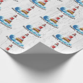 Birthday Lighthouse auf Holz Geschenkpapier (Ecke)