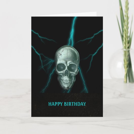 Birthday Lightning Skull Card Karte (Vorderseite)
