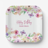 Birthday Lila Butterfly Personalisiert Pappteller (Vorderseite)