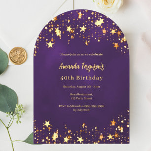 Birthday lila Goldstar Einladung