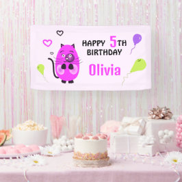 Birthday lilac cat banner