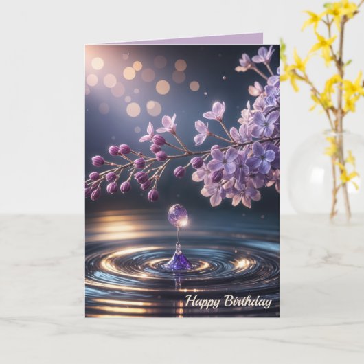 Birthday Lilacs und Dewdrop Karte (Gelbe Blume)