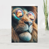 Birthday Lion Tragen Neonsonne mit Text Karte (Vorderseite)