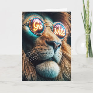 Birthday Lion Tragen Neonsonne mit Text Karte