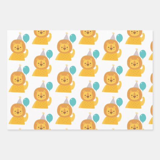 Birthday Lion Wrapping Paper Sheets Geschenkpapier Set (Vorderseite 3)