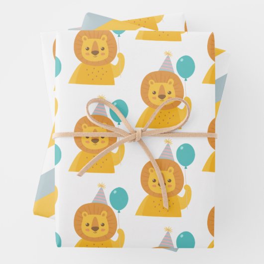 Birthday Lion Wrapping Paper Sheets Geschenkpapier Set (Beispiel)