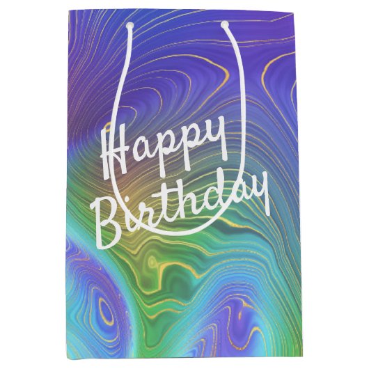Birthday Liquid Rainbow Abstrakt Mittlere Geschenktüte (Vorderseite)