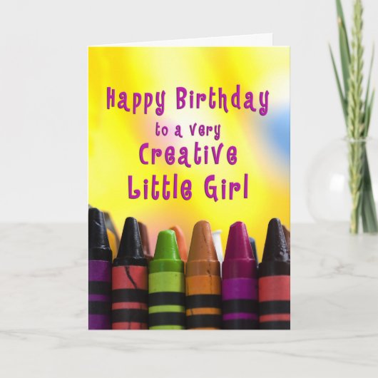 Birthday Little Girl Creative Crayons Karte (Vorderseite)