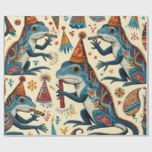 Birthday Lizard Wrapping Paper Geschenkpapier (Flach)