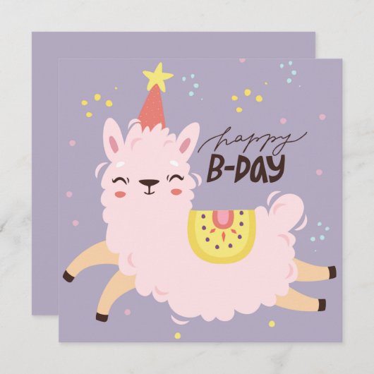 Birthday Llama Feiertagskarte (Vorne/Hinten)