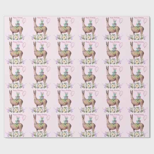 Birthday Llama Geschenkpapier (Flach)