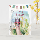 Birthday Llama Karte (Gelbe Blume)