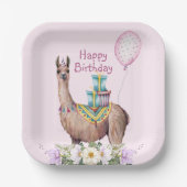 Birthday Llama Pappteller (Vorderseite)