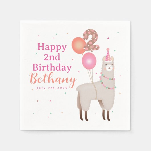 Birthday Llama Serviette (Vorderseite)