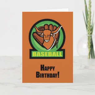 Birthday Longhorn Baseball Orange und Black Karte