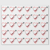 Birthday Love You so much Heart & Airplane Cute Geschenkpapier (Flach)