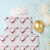 Birthday Love You so much Heart & Airplane Cute Geschenkpapier