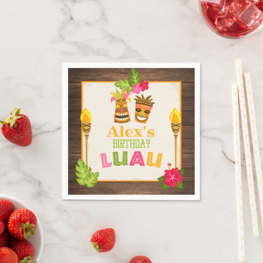 Birthday Luau Paper Napkins - Junge Serviette (Beispiel)