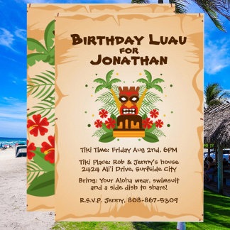 Birthday Luau Tropical Hawaiian Tiki Bar GRILLEN P Einladung