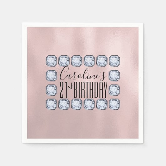 Birthday Luxury Rose Gold Glas Textur Serviette (Vorderseite)