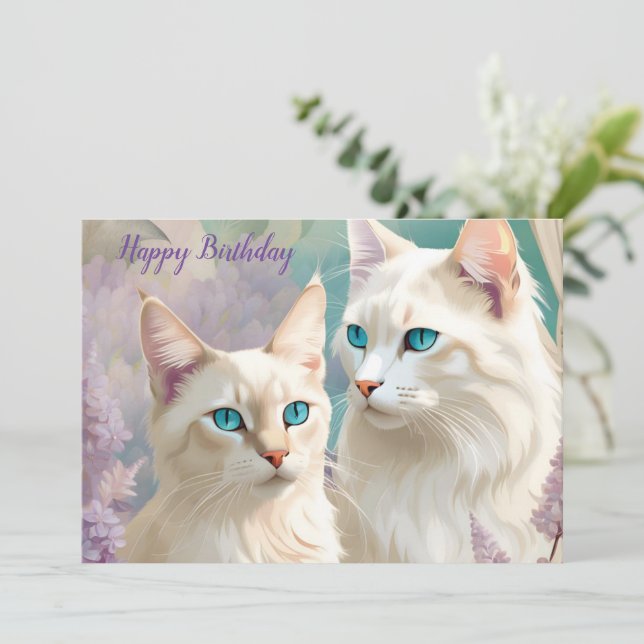 Birthday Lynx Point Siamese Cat Portrait Art (Stehend Vorderseite)