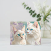 Birthday Lynx Point Siamese Cat Portrait Art Postkarte (Stehend Vorderseite)