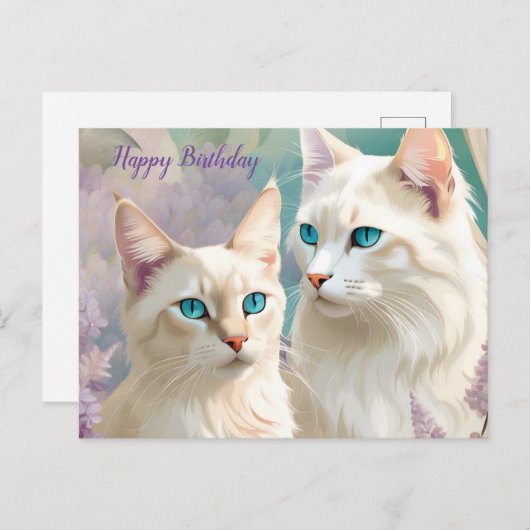 Birthday Lynx Point Siamese Cat Portrait Art Postkarte (Vorne/Hinten)