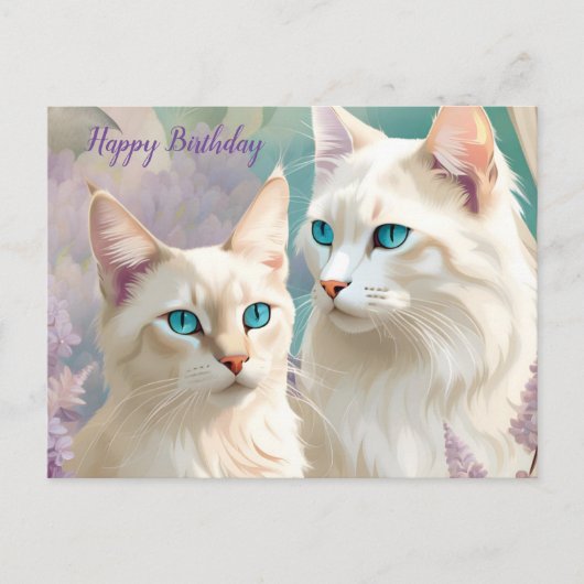 Birthday Lynx Point Siamese Cat Portrait Art Postkarte (Vorderseite)
