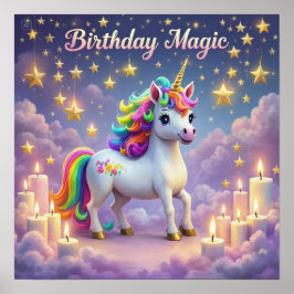 Birthday Magic Poster Whimsical Einhorn Kinder Par