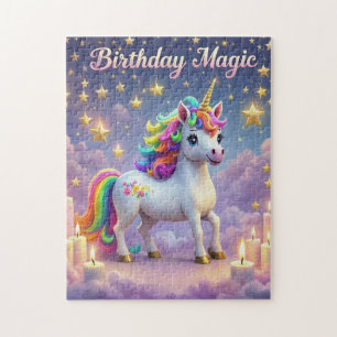 Birthday Magic Poster Whimsical Einhorn Kinder Par Puzzle