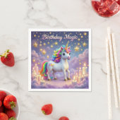 Birthday Magic Poster Whimsical Einhorn Kinder Par Serviette (Beispiel)