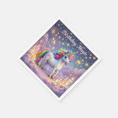 Birthday Magic Poster Whimsical Einhorn Kinder Par Serviette (Ecke)