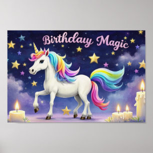 Birthday Magic poster Whimsical Einhorn Party Art