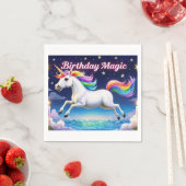 Birthday Magic poster Whimsical Einhorn Party Art Serviette (Beispiel)