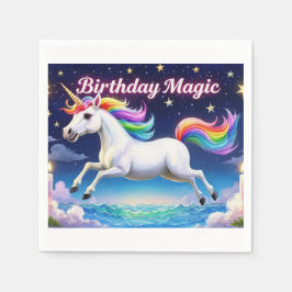 Birthday Magic poster Whimsical Einhorn Party Art Serviette